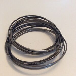 12 metal bangles connected heavy silver tone bjr